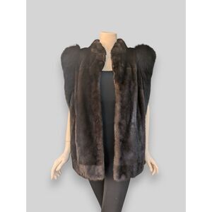 Ranch Mink Vest w/ Black Fox Trim -XL